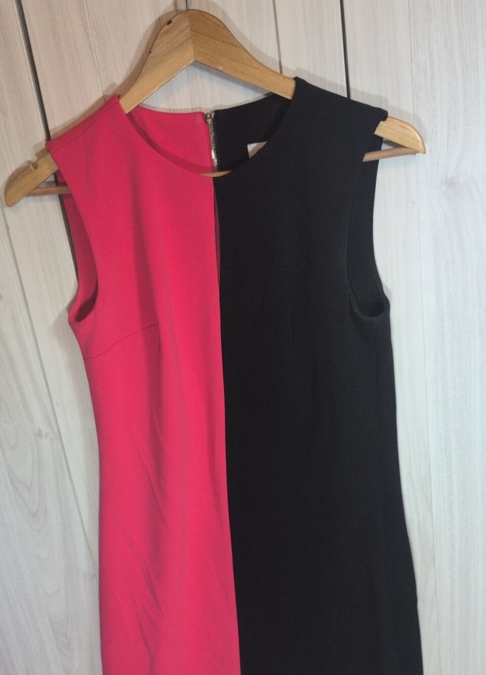 Calvin Klein Coral and Black Colorblock Sleeveless Shift Dress